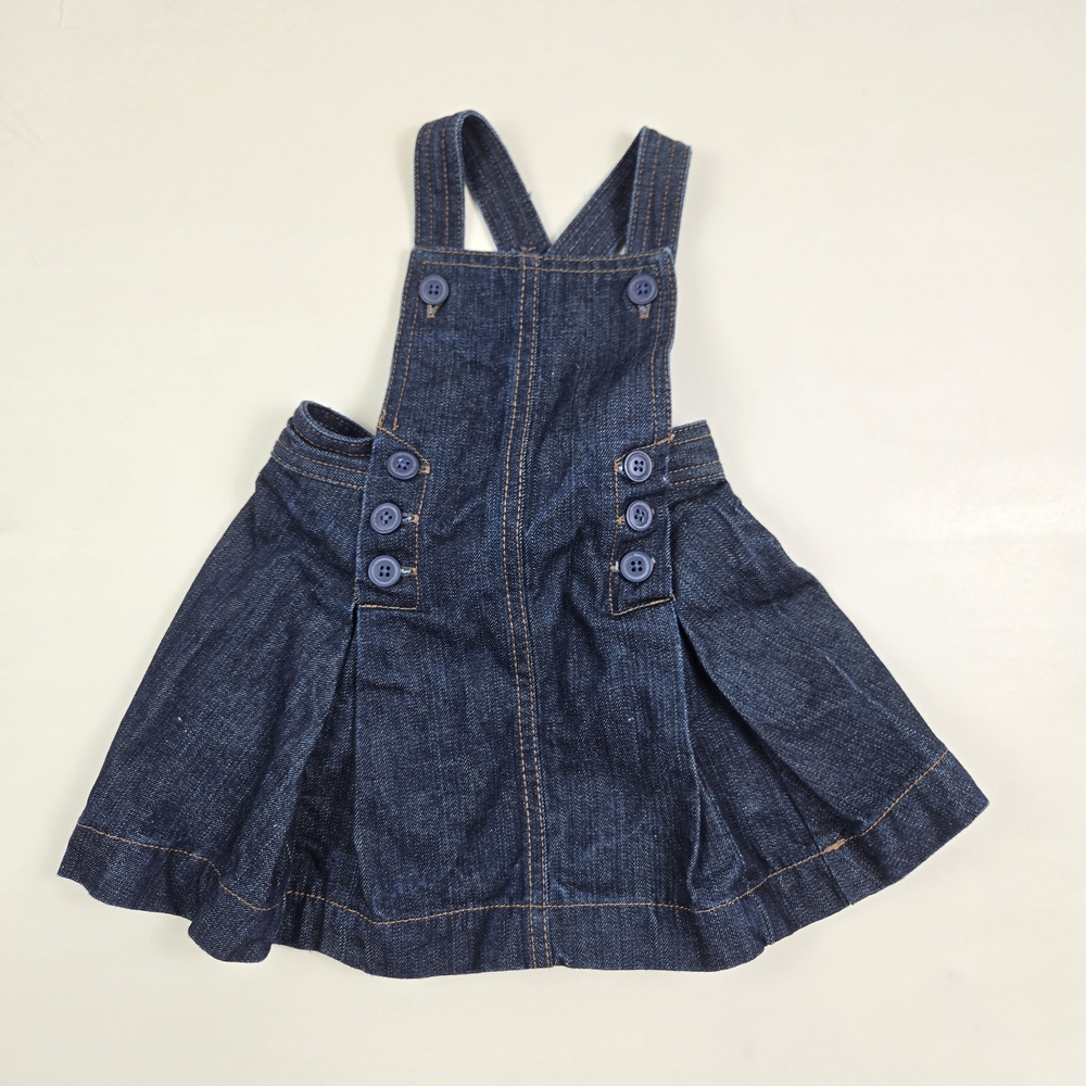 Ralph Lauren Baby Denim Pinafore 18 Months Skirt Dress Preppy Blue Criss Cross